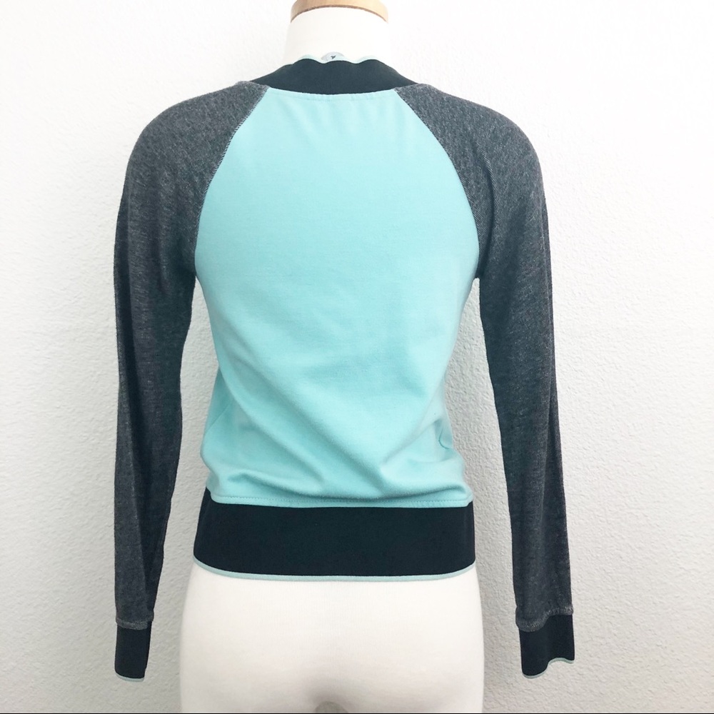 [Eric & Lani] Color Block Sweatshirt Bomber Jacket - Picture 2 of 7